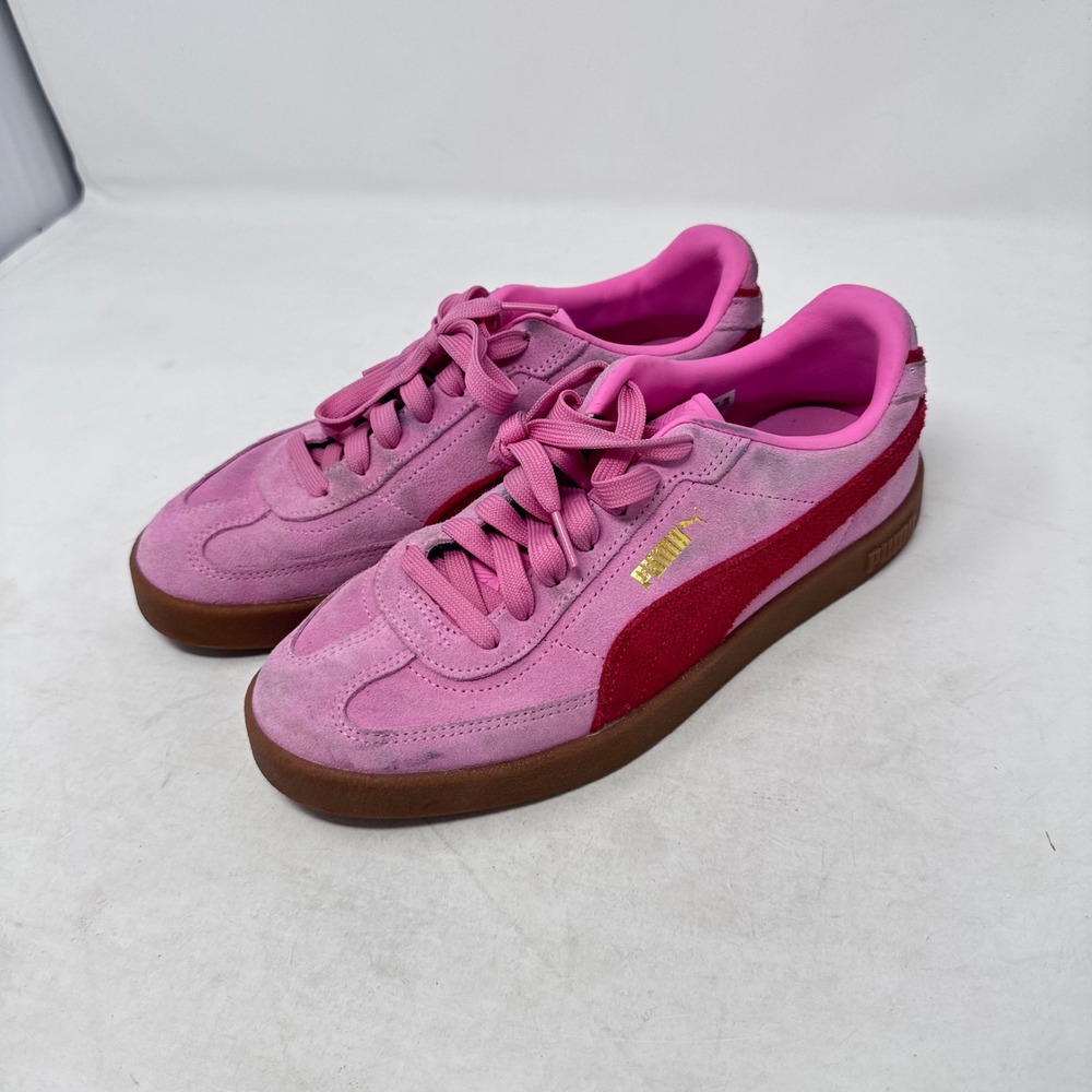Puma Palermo Sneakers Pink Red Gum Sole Size 8.5 Retro Terrace Suede Shoes